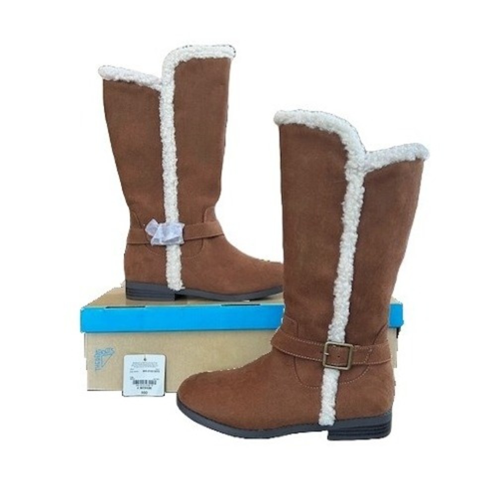 Thereabouts Kids Girls Tan Faux Suede Shearling Lined Boots‎ Size 4 Medium